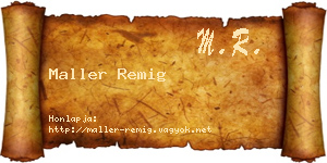 Maller Remig névjegykártya